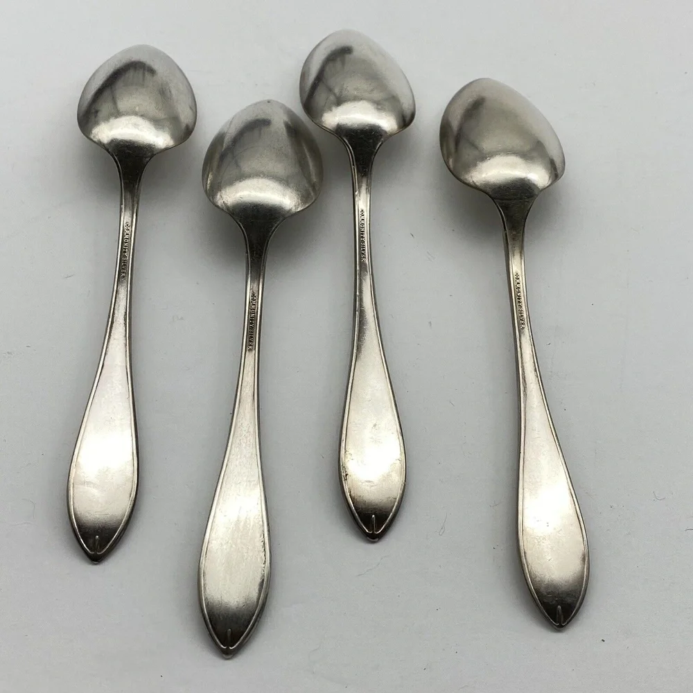 Antique 1910 Oneida Community Sheraton‎ Teaspoons 4 Set Silverplate VTG Ornate